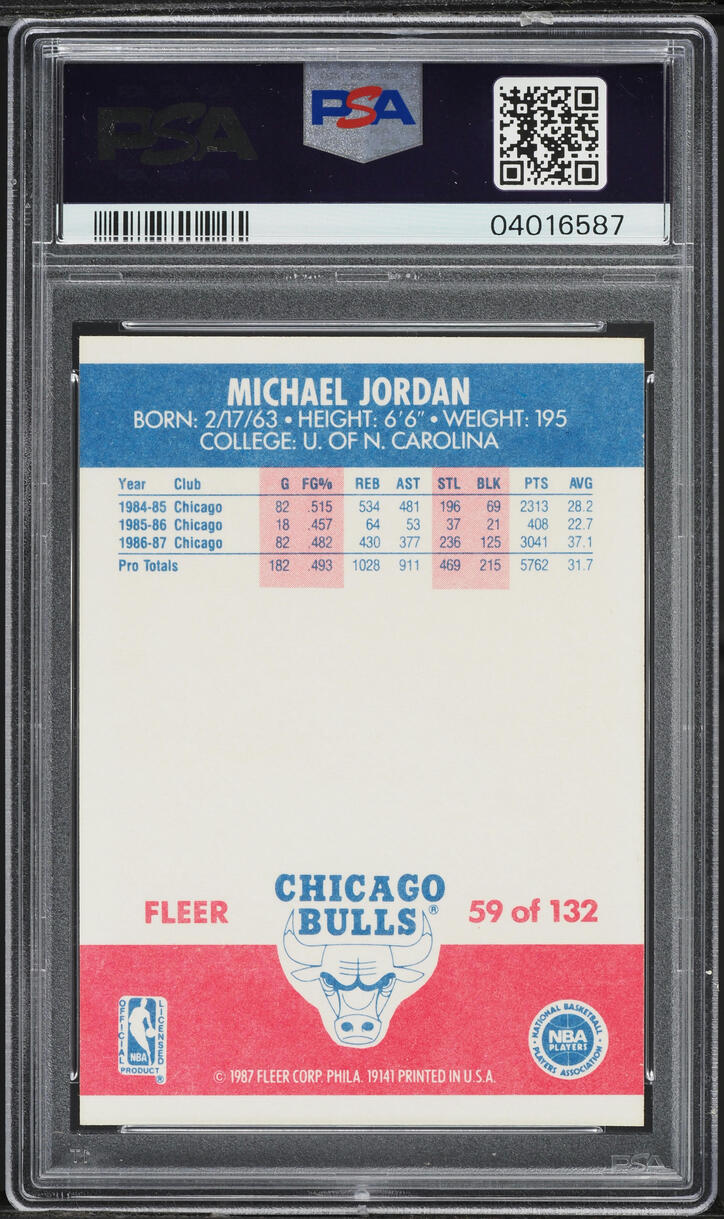 1987 Fleer Basketball Michael Jordan #59 PSA 9 MINT