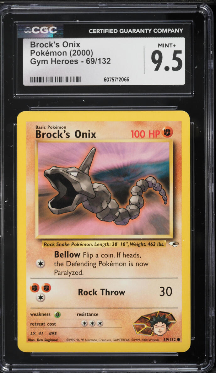2000 Pokemon Gym Heroes Brock's Onix #69 CGC 9.5 MINT+