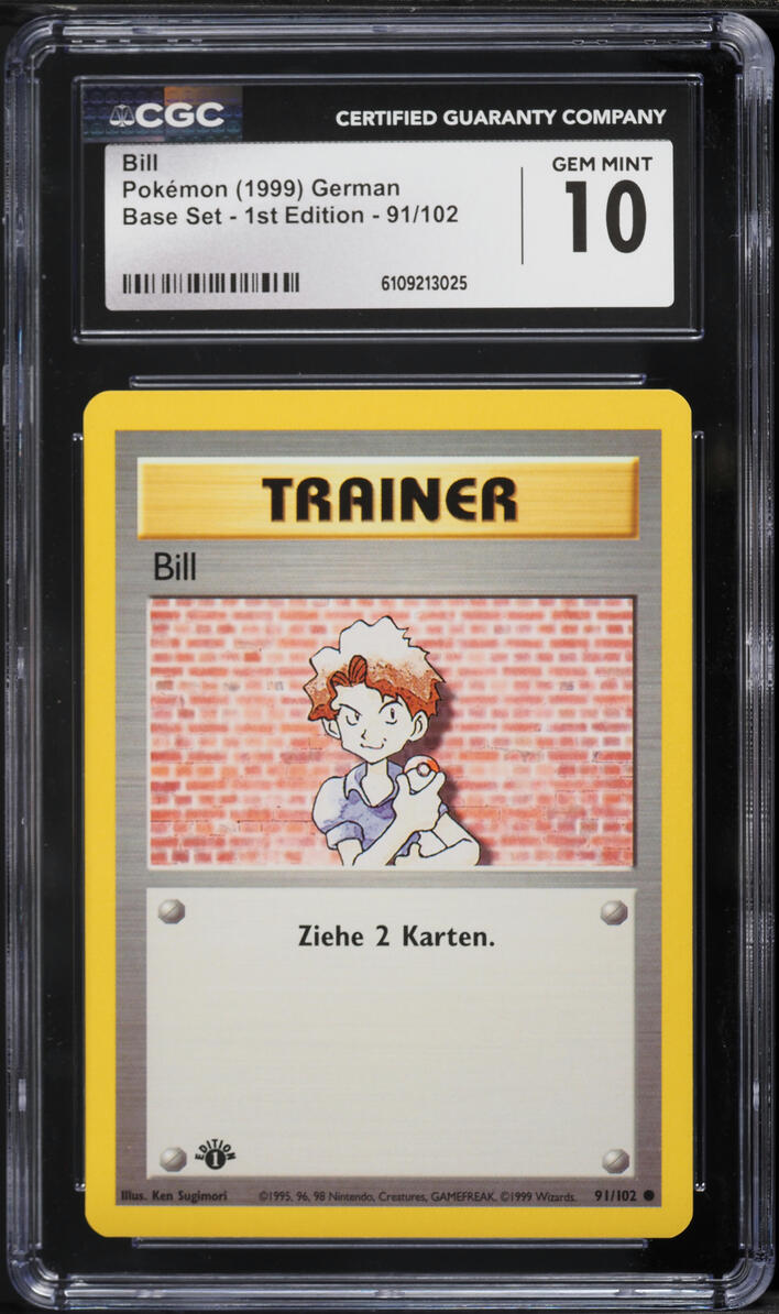 1999 Pokemon German Base Set 1st Edition Bill #91 CGC 10 GEM MINT