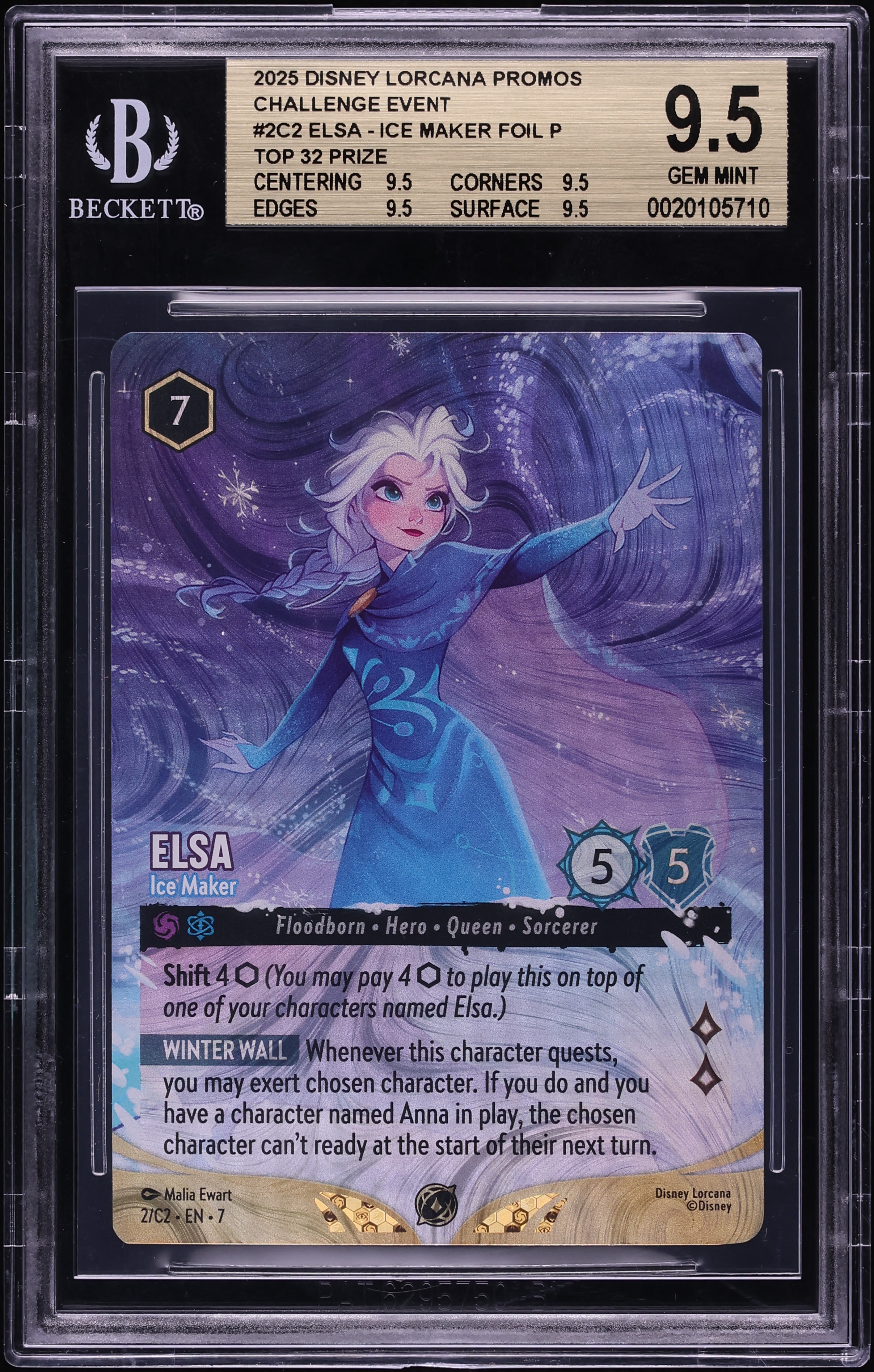 2025 Disney Lorcana Promo Challenge Event Foil Elsa Ice Maker #2C2 BGS 9.5 GEM MINT