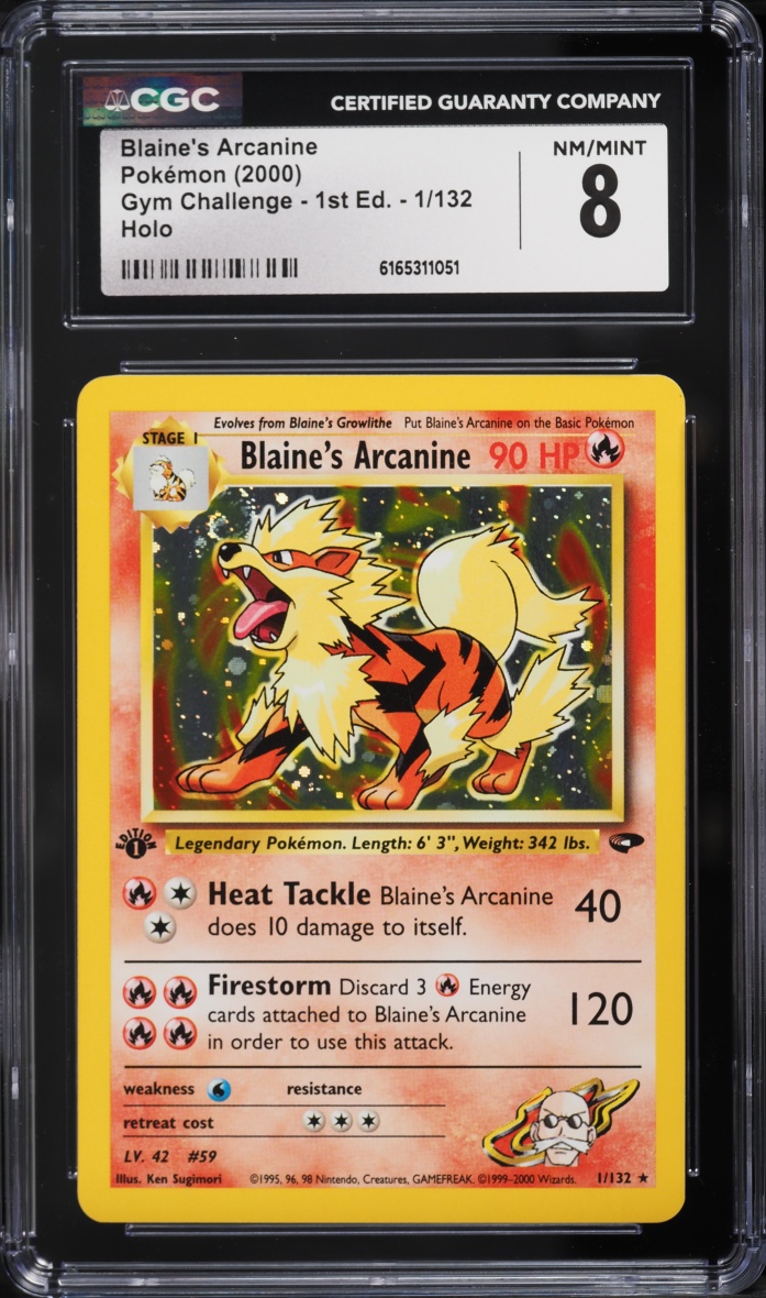 2000 Pokemon Gym Challenge 1st Edition Holo Blaine's Arcanine #1 CGC 8 NM-MT
