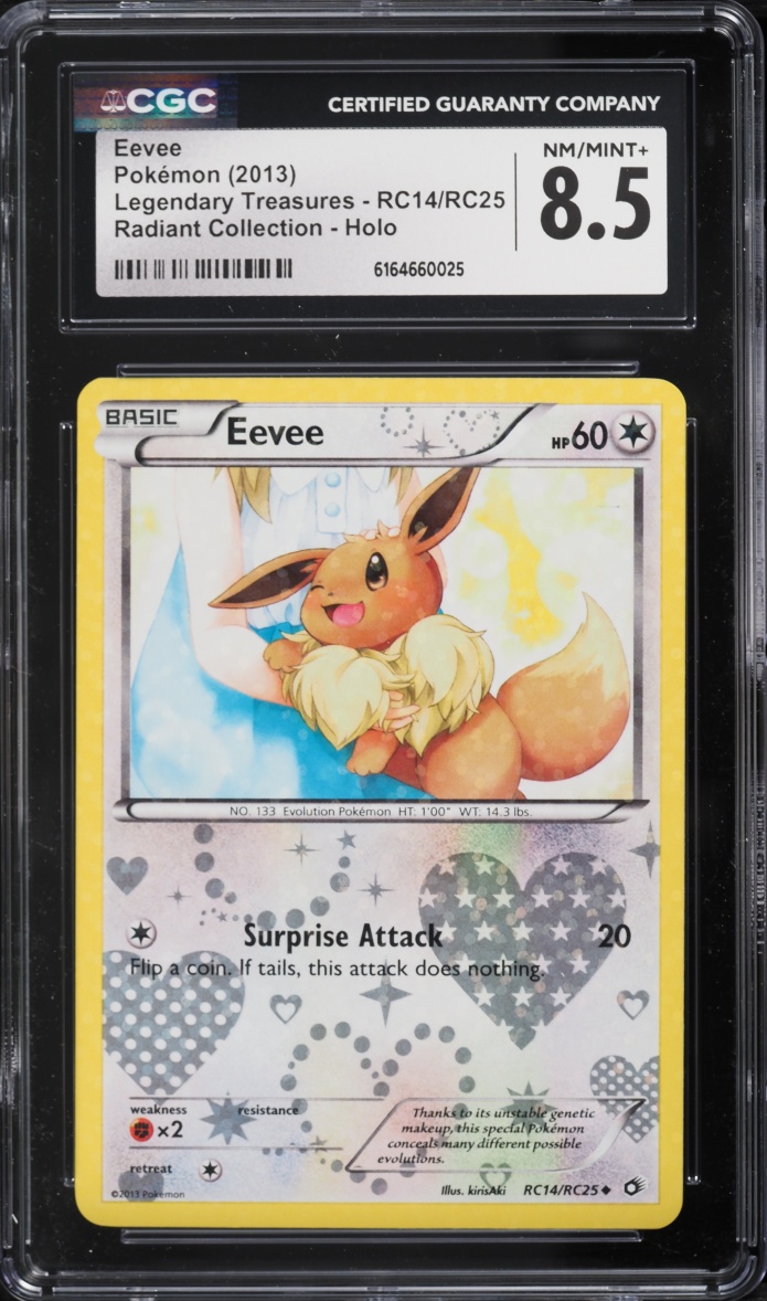 2013 Pokemon Black & White Legendary Treasures Radiant Collection Holo Eevee #RC14 CGC 8.5