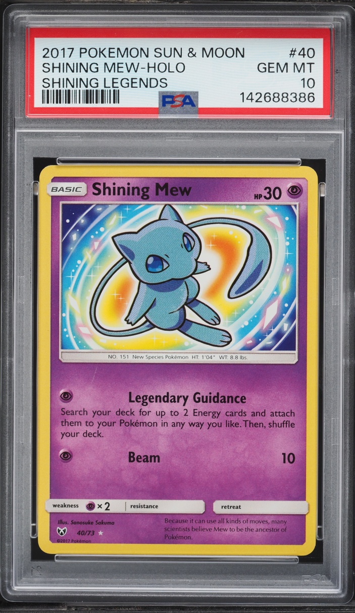2017 Pokemon Sun & Moon Legends Holo Shining Mew #40 PSA 10 GEM MINT