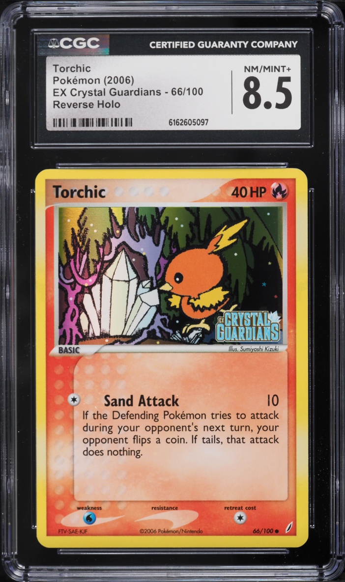 2006 Pokemon EX Crystal Guardians Reverse Holo Torchic #66 CGC 8.5 NM-MT+