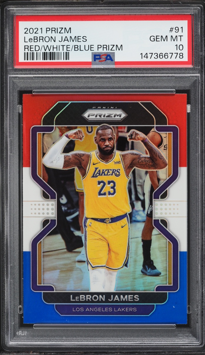 2021 Panini Prizm Red White Blue LeBron James #91 PSA 10 GEM MINT
