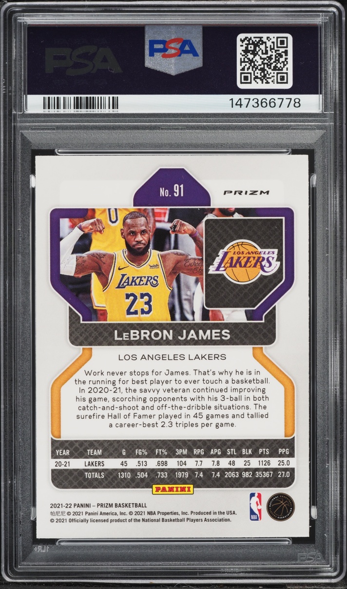 2021 Panini Prizm Red White Blue LeBron James #91 PSA 10 GEM MINT