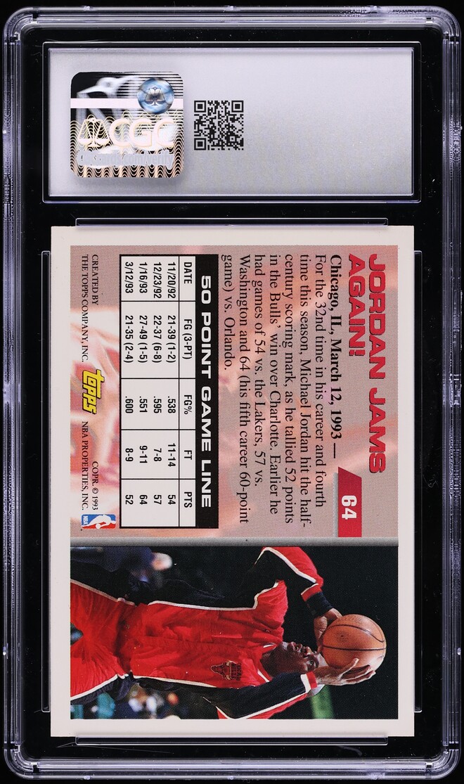 1993 Topps Basketball Michael Jordan #64 CGC 8.5 NM-MT+
