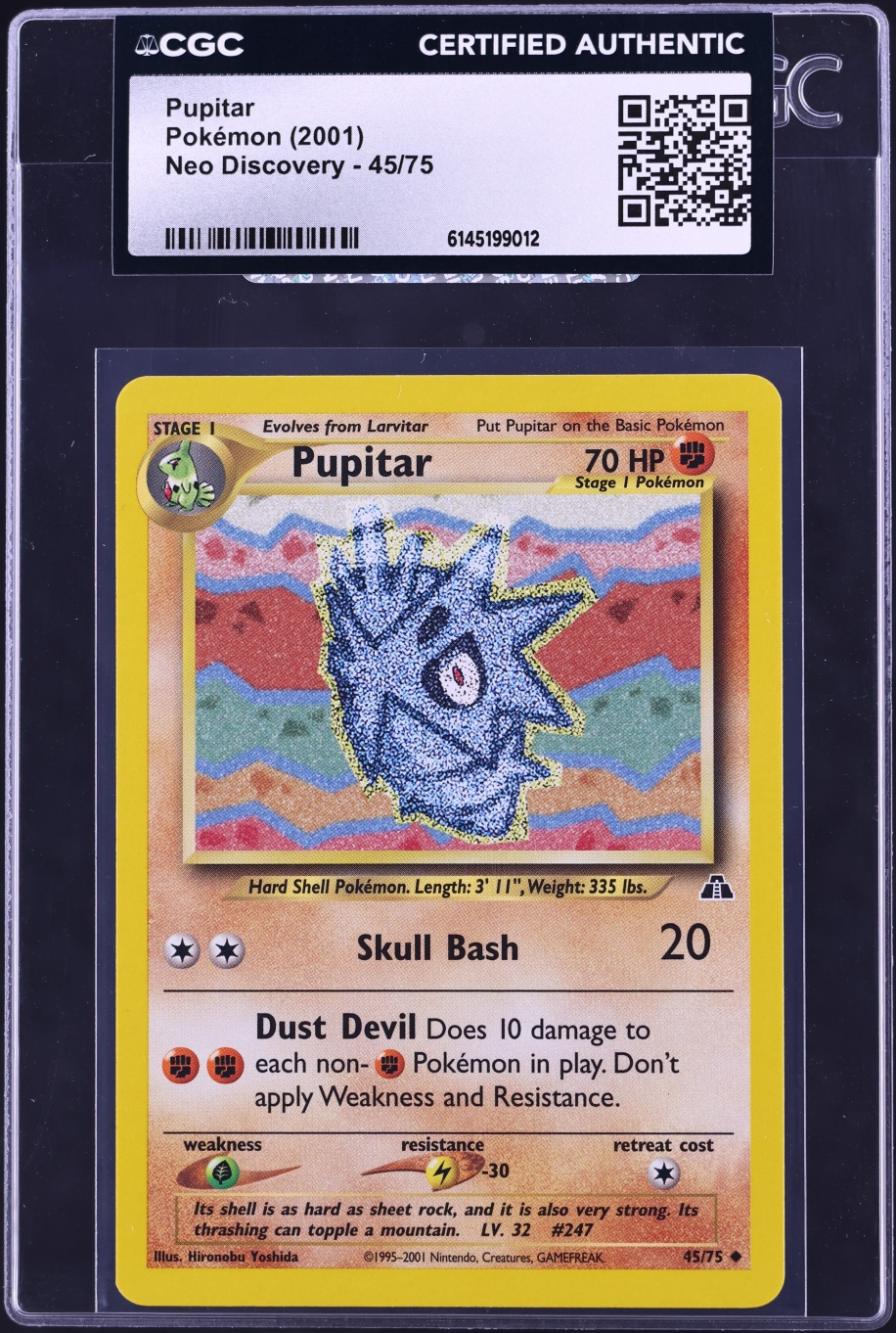 2001 Pokemon Neo Discovery Pupitar #45 CGC AUTH