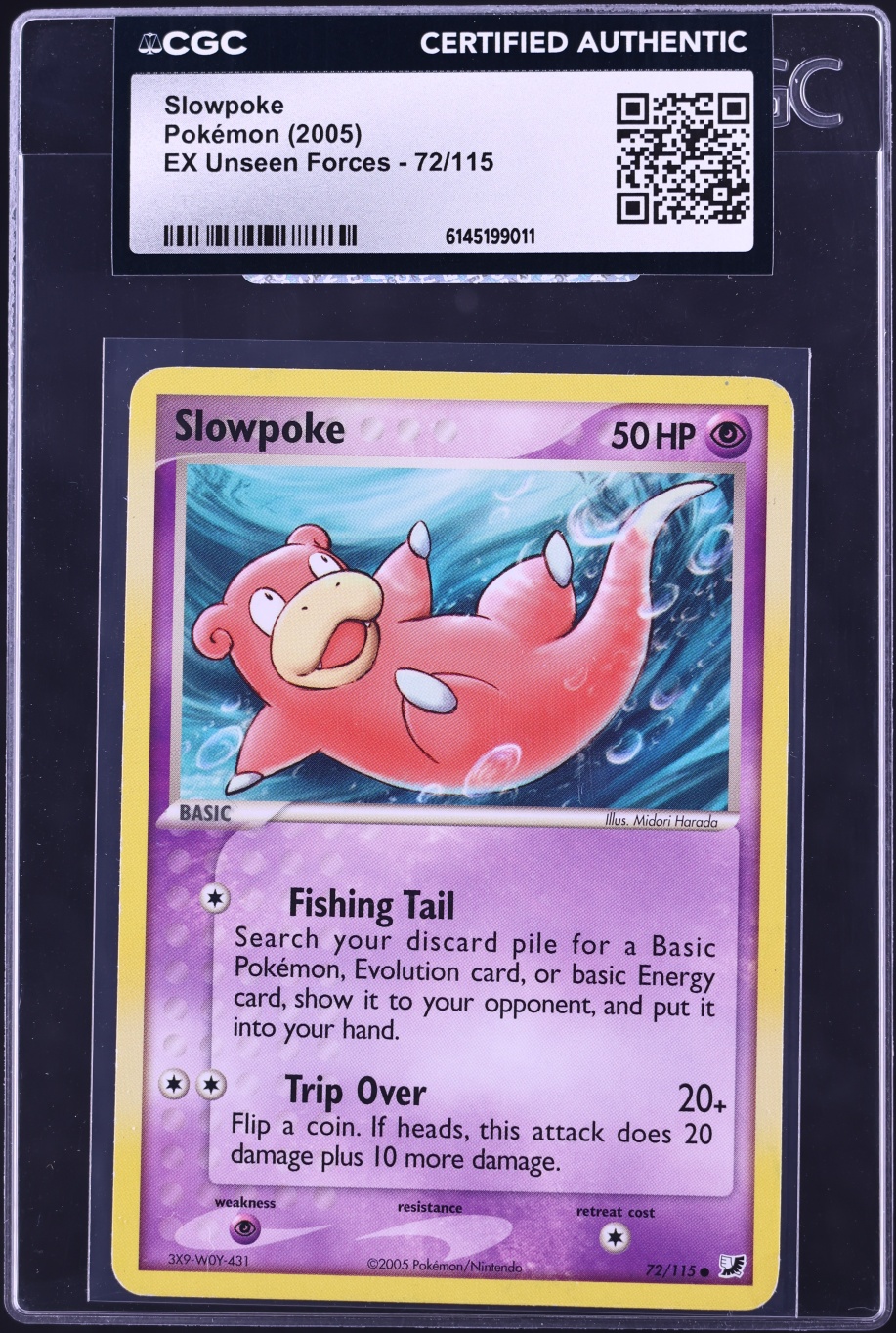 2005 Pokemon EX Unseen Forces Slowpoke #72 CGC AUTH
