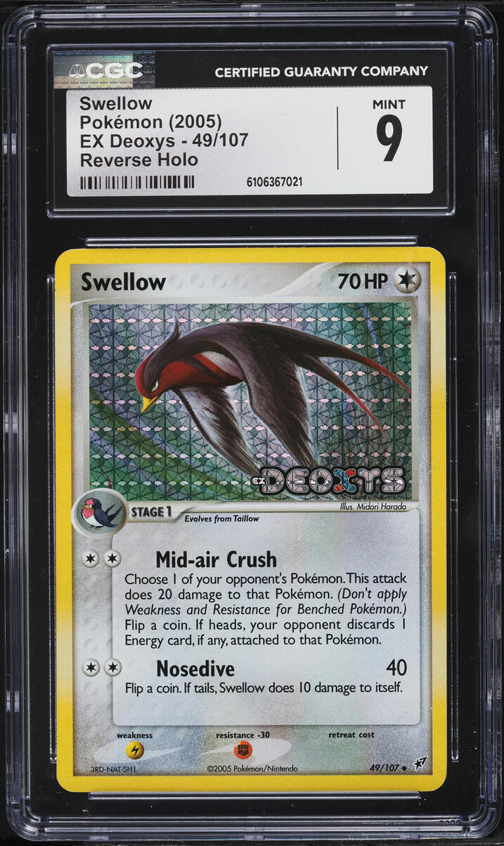 2005 Pokemon EX Deoxys Reverse Holo Swellow #49 CGC 9 MINT