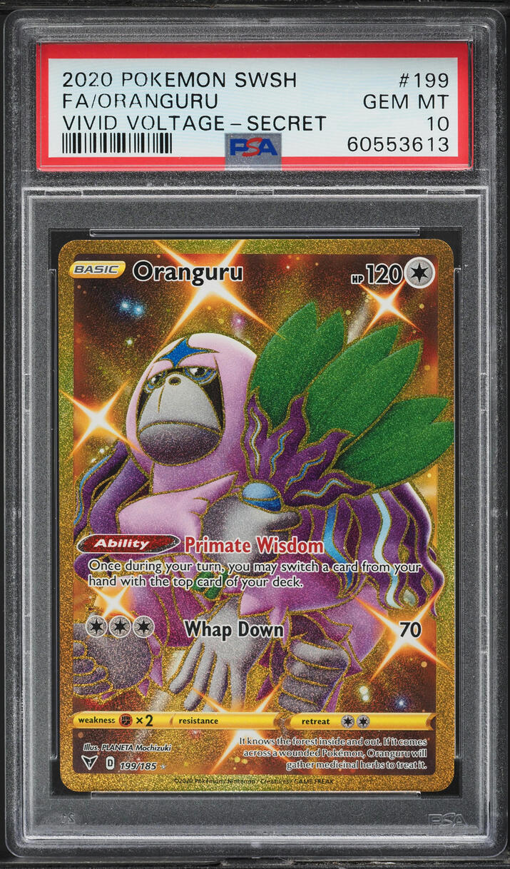 2020 Pokemon SWSH Vivid Voltage Hyper Rare Oranguru #199 PSA 10 GEM MINT