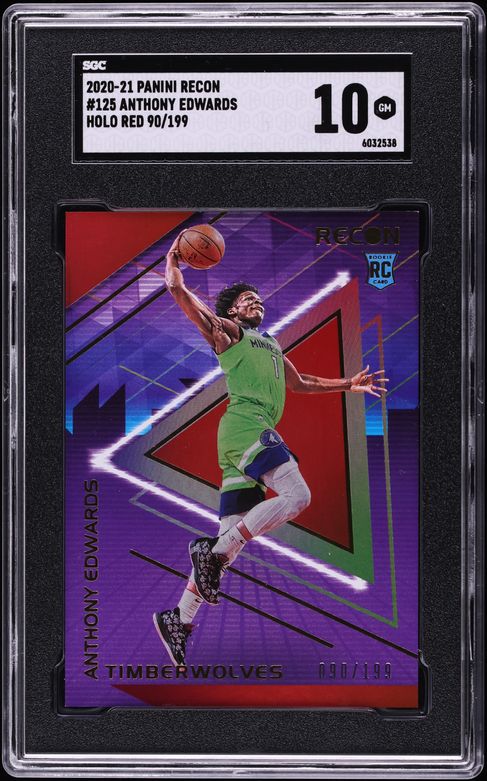 2020 Panini Recon Holo Red Anthony Edwards ROOKIE /199 #125 SGC 10 GEM MINT