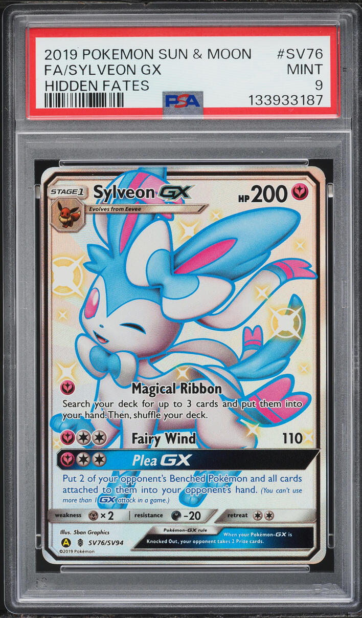2019 Pokemon Sun & Moon Hidden Fates Shiny Vault Full Art Sylveon GX #SV76 PSA 9 MINT