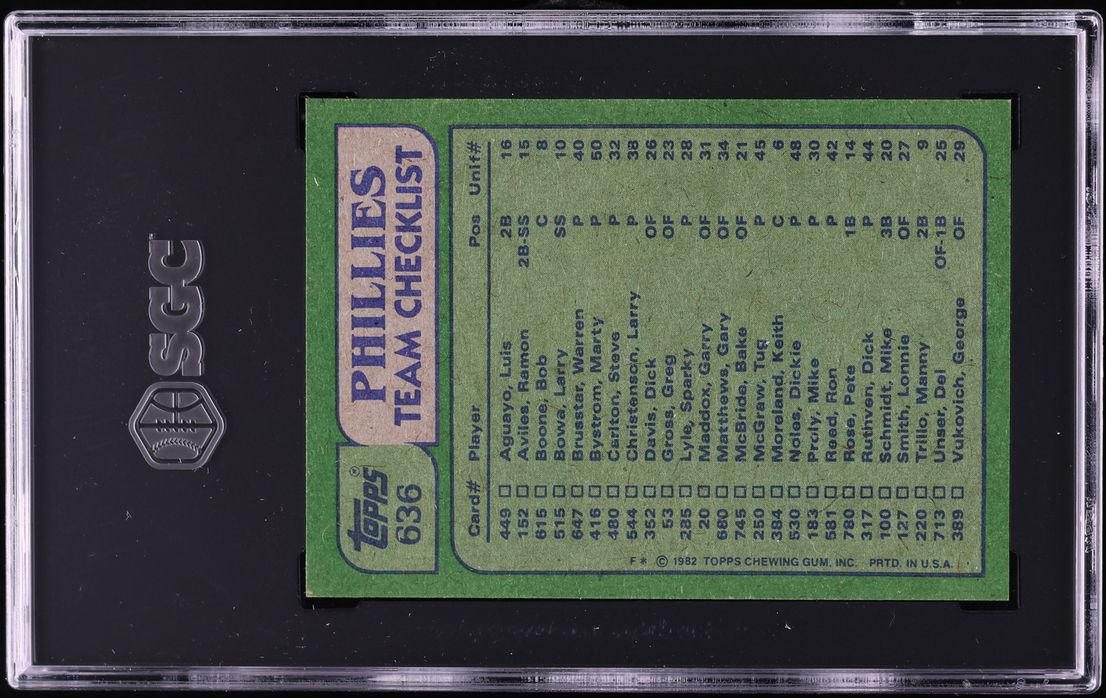1982 Topps Phillies LEADERS #636 SGC 9 MINT