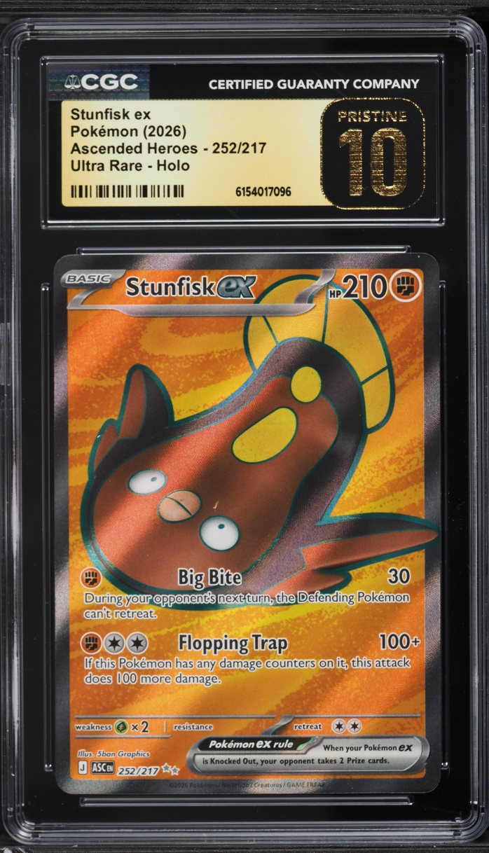 2026 Pokemon Mega Evolution Ascended Heroes Full Art Stunfisk EX #252 CGC 10 PRISTINE