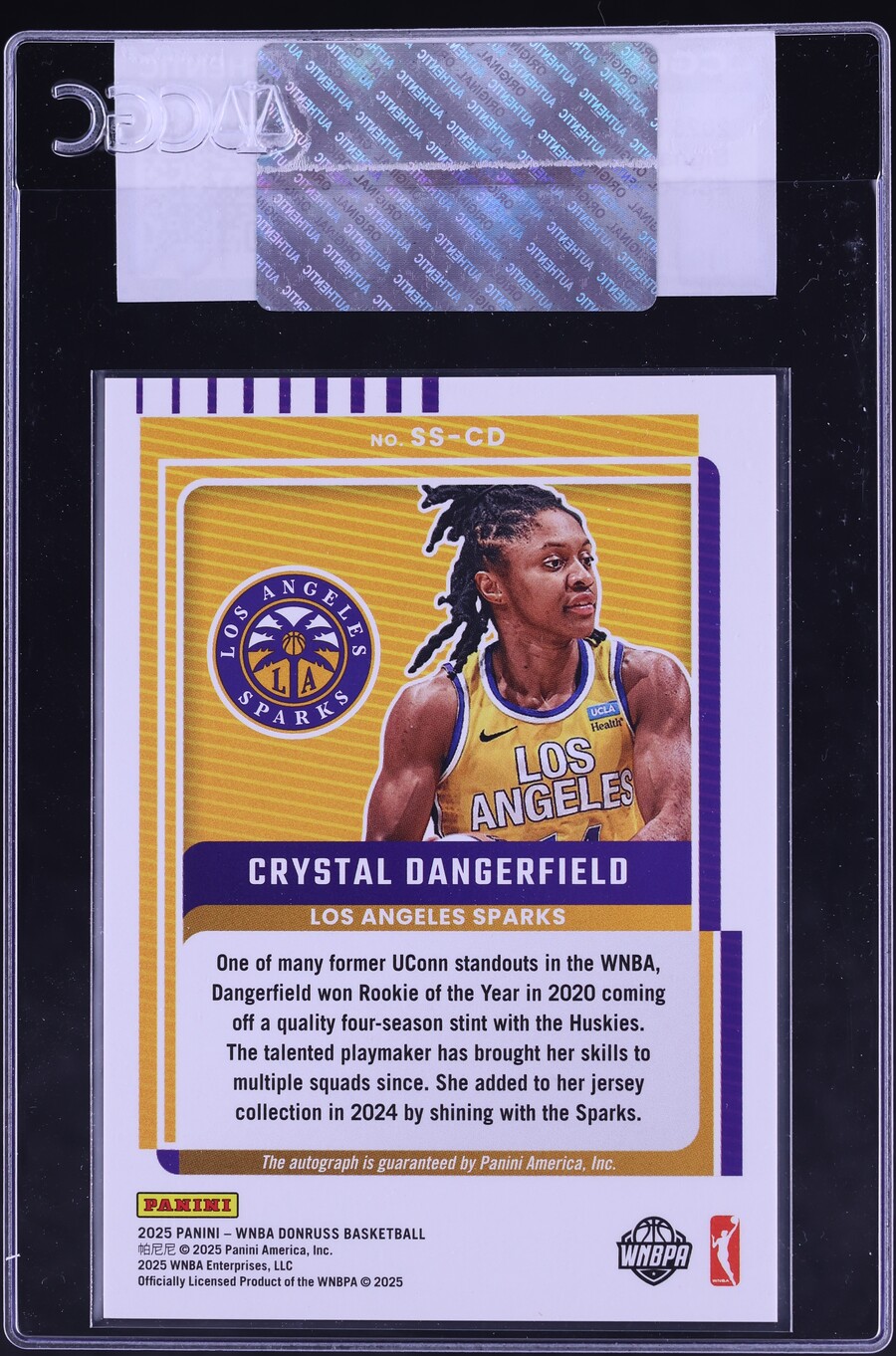 2025 Donruss WNBA Signature Series Crystal Dangerfield AUTO #SS-CD CGC AUTH
