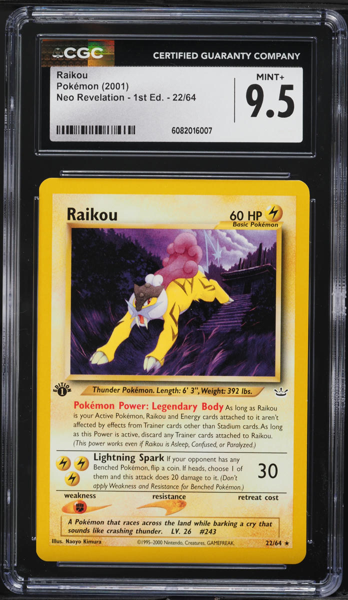 2001 Pokemon Neo Revelation 1st Edition Raikou #22 CGC 9.5 MINT+