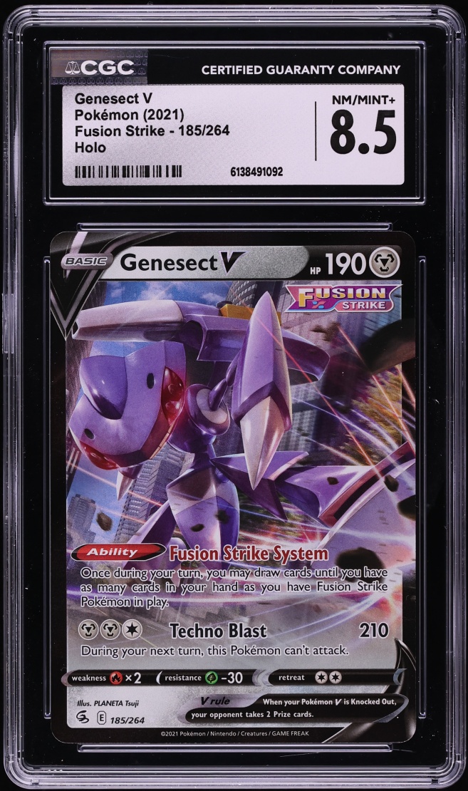 2021 Pokemon Sword & Shield Fusion Strike Alt Art Genesect V #185 CGC 8.5 NM-MT+