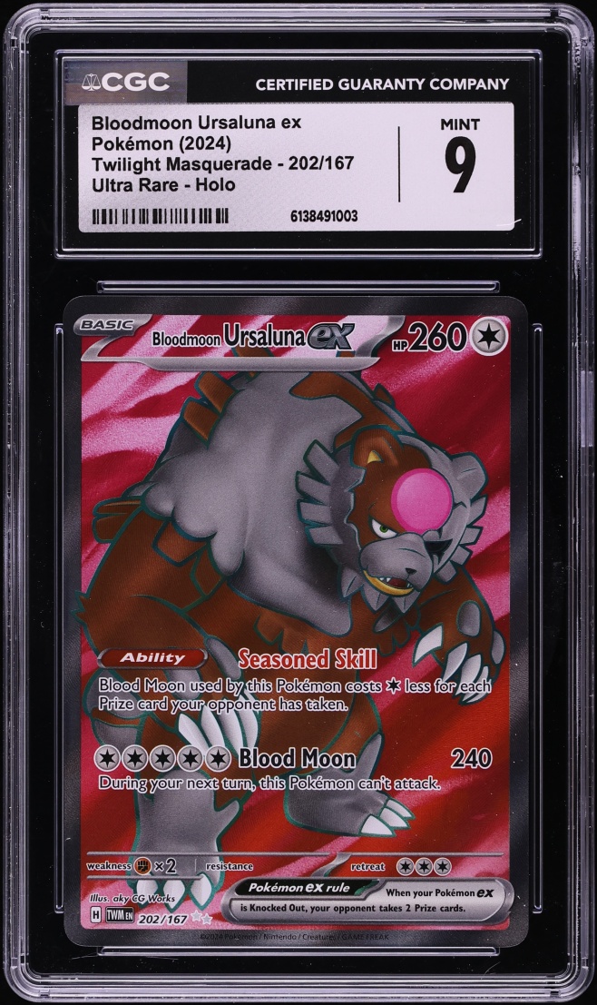 2024 Pokemon SV Twilight Masquerade Full Art Bloodmoon Ursaluna ex #202 CGC 9 MINT