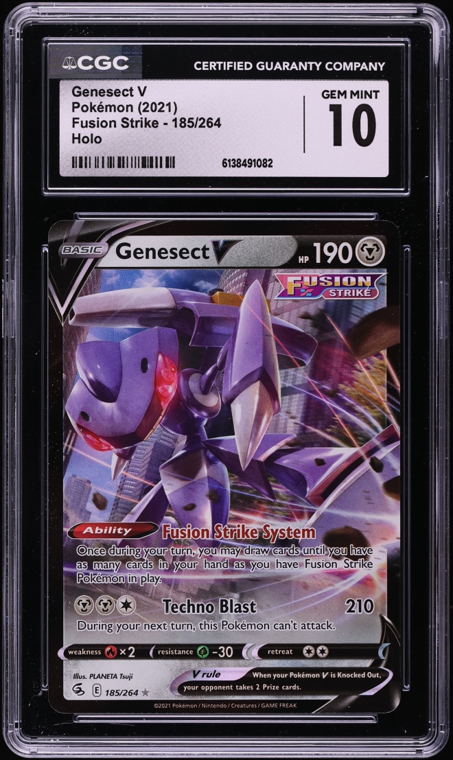 2021 Pokemon Sword & Shield Fusion Strike Alt Art Genesect V #185 CGC 10 GEM MINT
