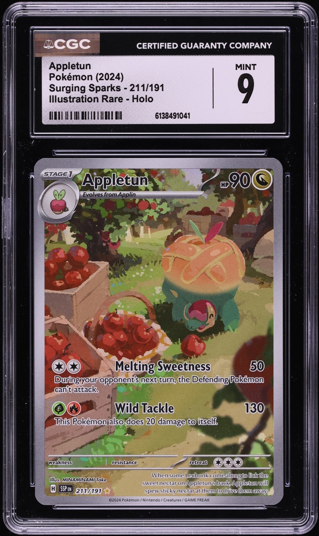 2024 Pokemon Scarlet & Violet Surging Sparks IR Appletun #211 CGC 9 MINT