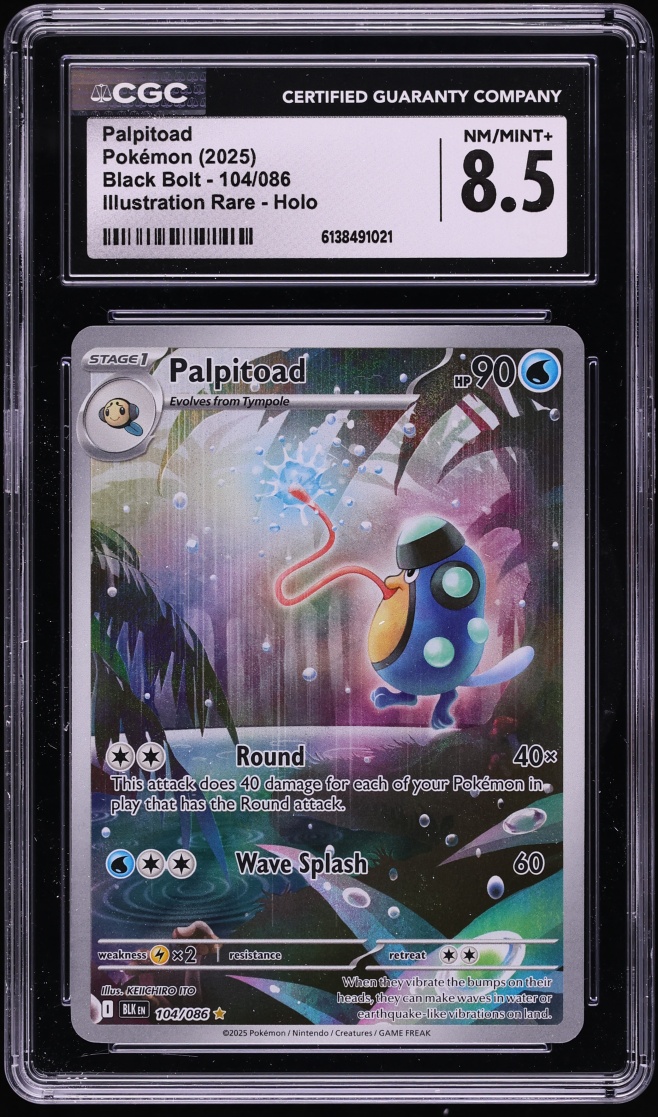 2025 Pokemon Scarlet & Violet Black Bolt IR Palpitoad #104 CGC 8.5 NM-MT+