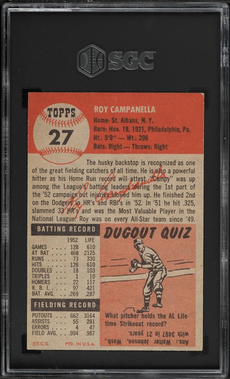 1953 Topps Roy Campanella #27 SGC 5.5 EX+