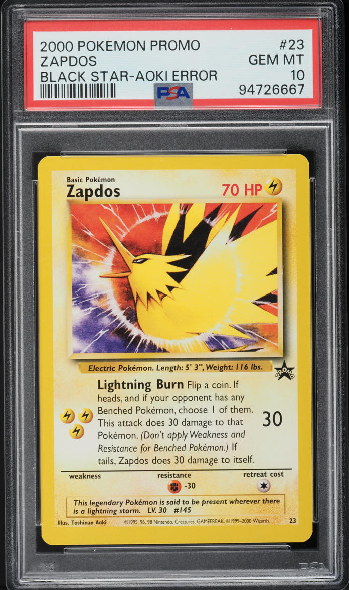 2000 Pokemon Black Star Promo Aoki Error Zapdos #23 PSA 10 GEM MINT