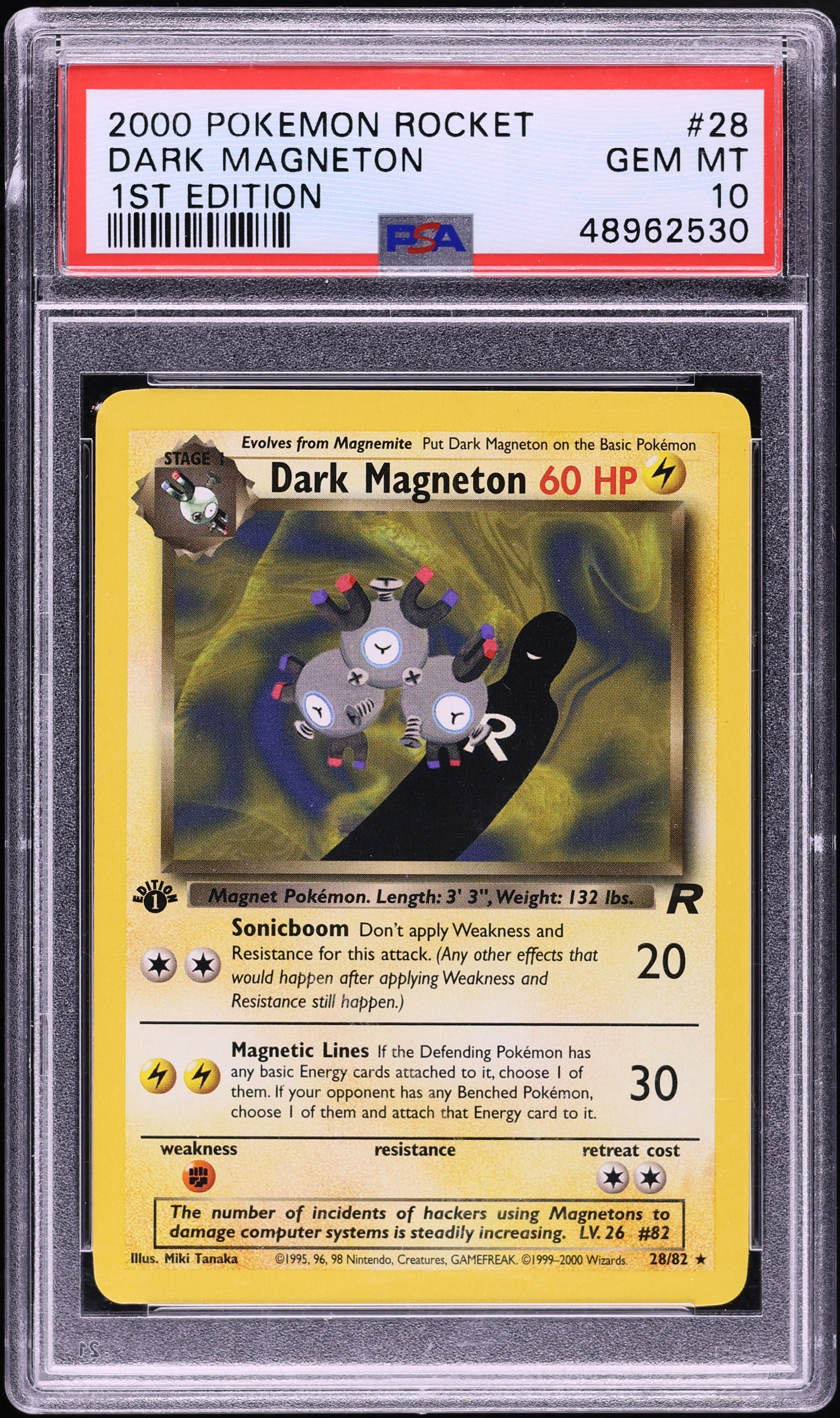 2000 Pokemon Team Rocket 1st Edition Dark Magneton #28 PSA 10 GEM MINT