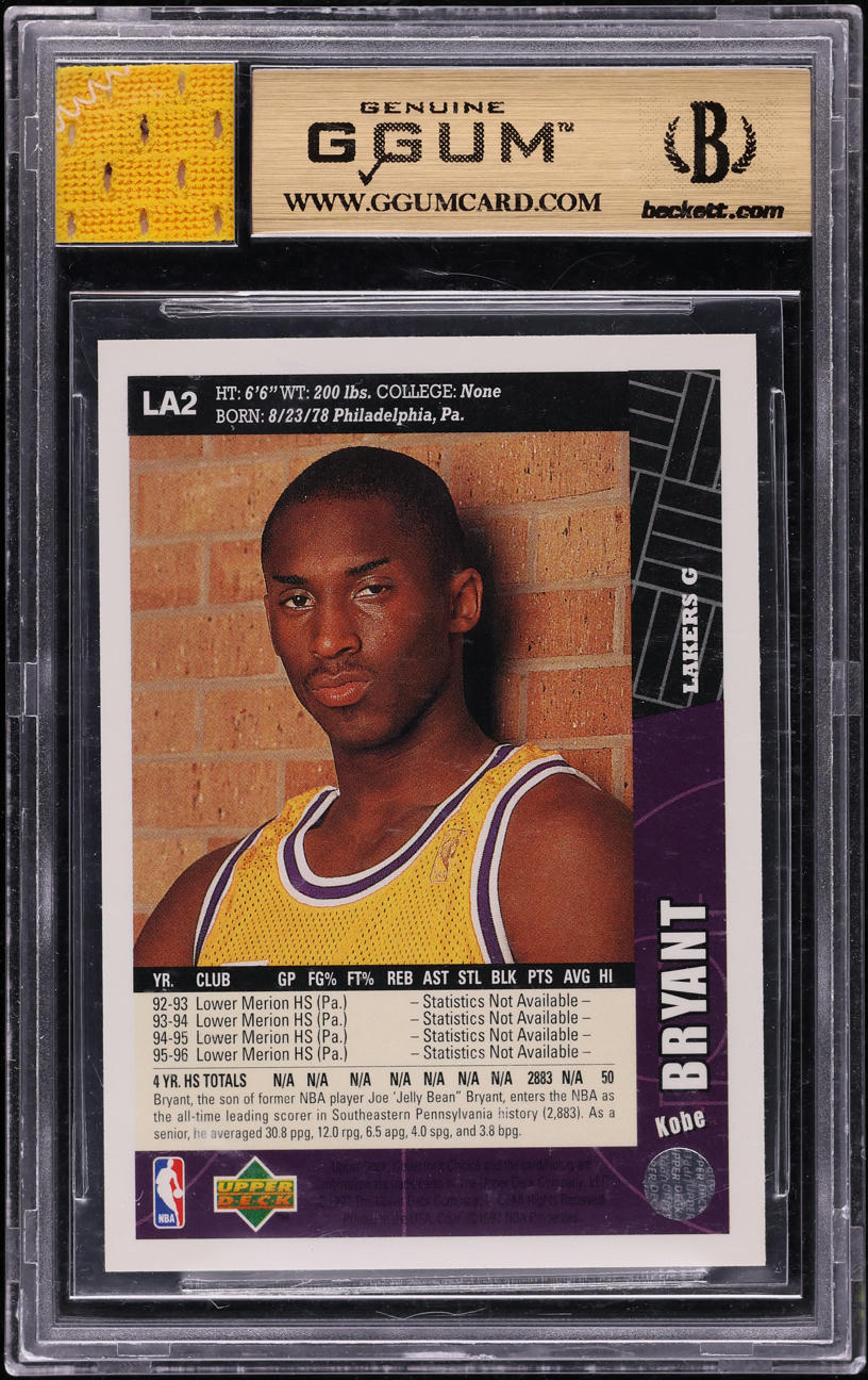 1996 Collector's Choice Lakers Team Set Kobe Bryant ROOKIE GAME-USED PATCH #LA2 BGS 9.5 GEM