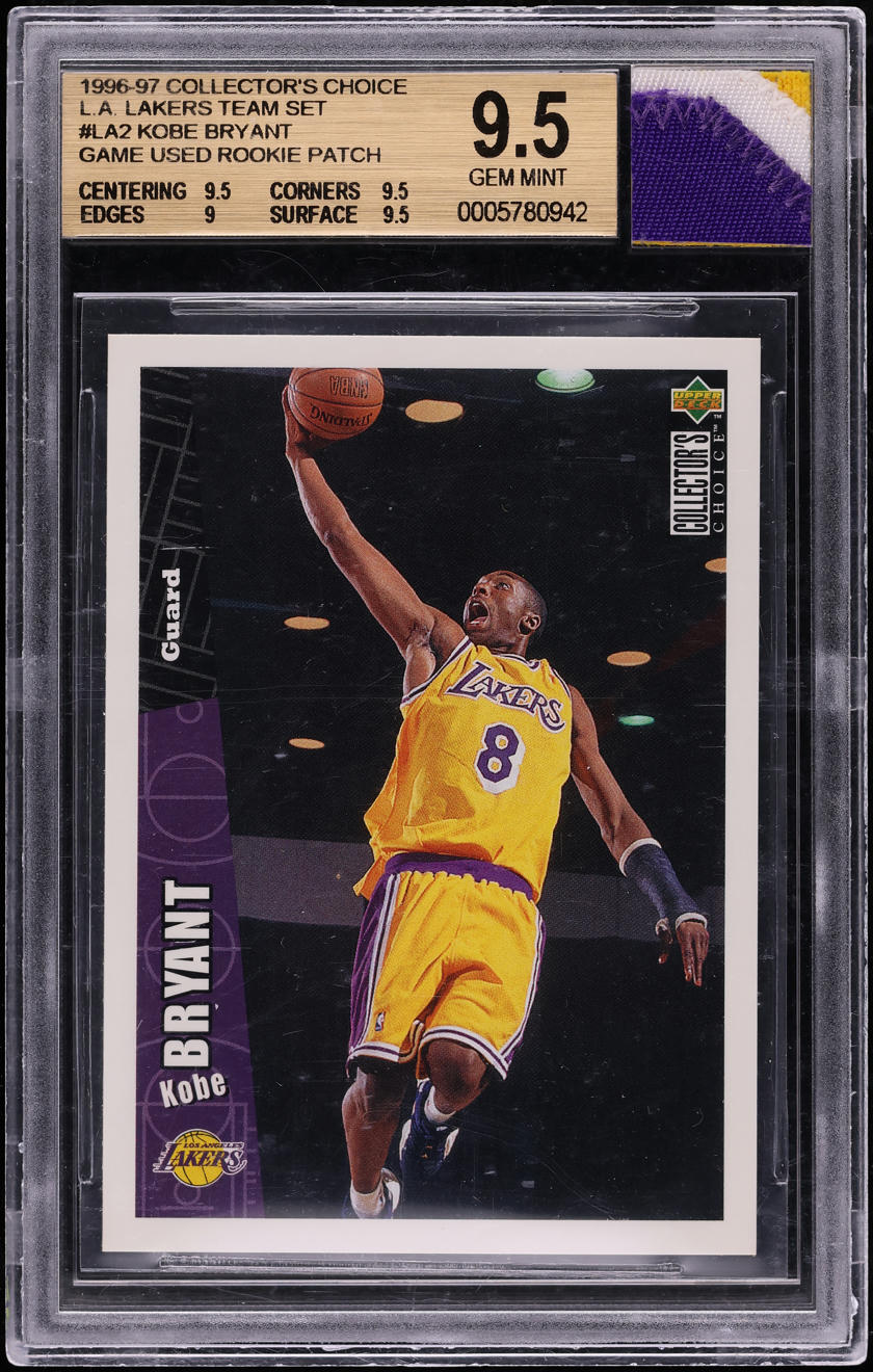 1996 Collector's Choice Lakers Team Set Kobe Bryant ROOKIE GAME-USED PATCH #LA2 BGS 9.5 GEM