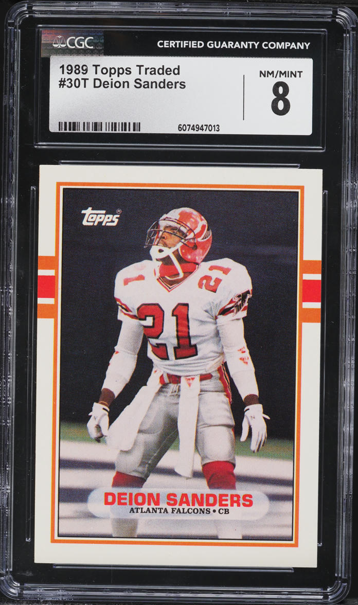 1989 Topps Traded Deion Sanders ROOKIE #30T CGC 8 NM-MT