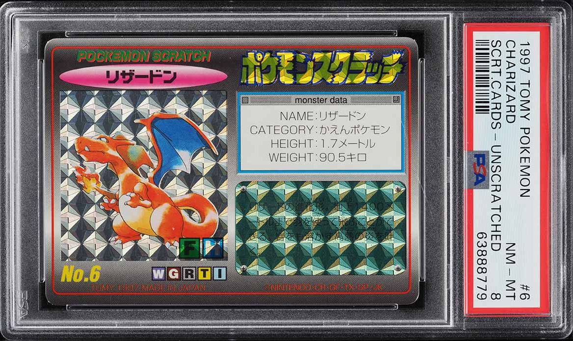 1997 Pokemon Japanese Tomy Scratch Cards Unscratched Charizard #6 PSA 8 NM-MT