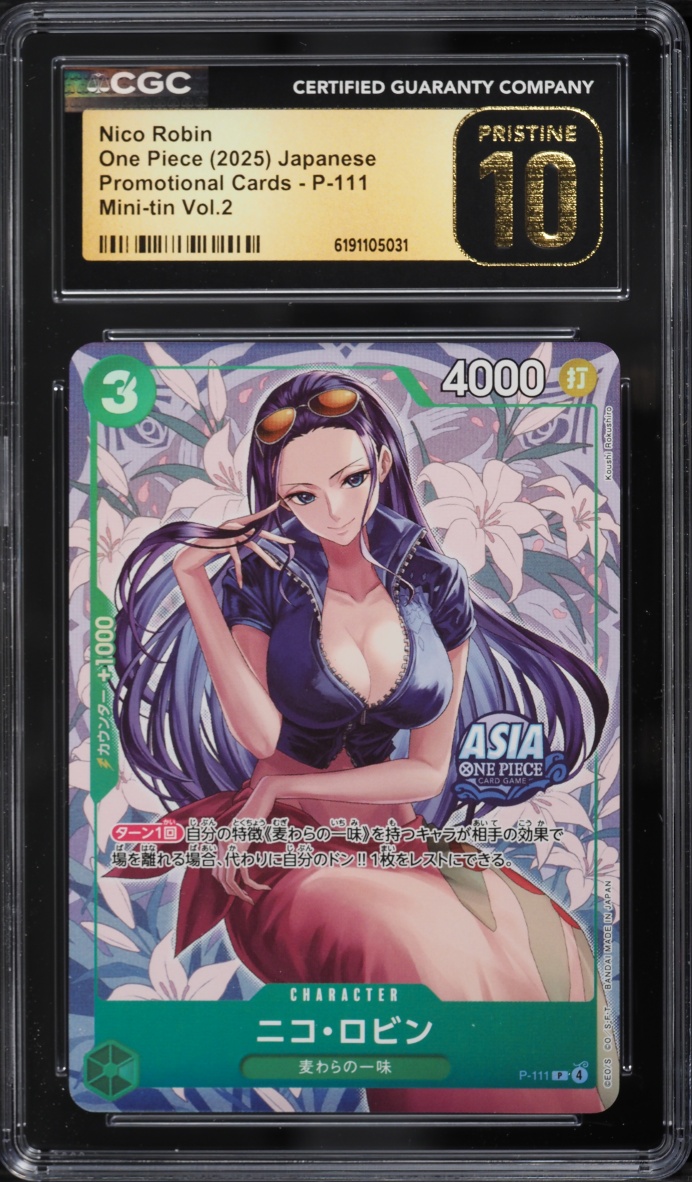 2025 One Piece Japanese Promo Mini Tin Vol.2 Alt Art Nico Robin #P-111 CGC 10 PRISTINE