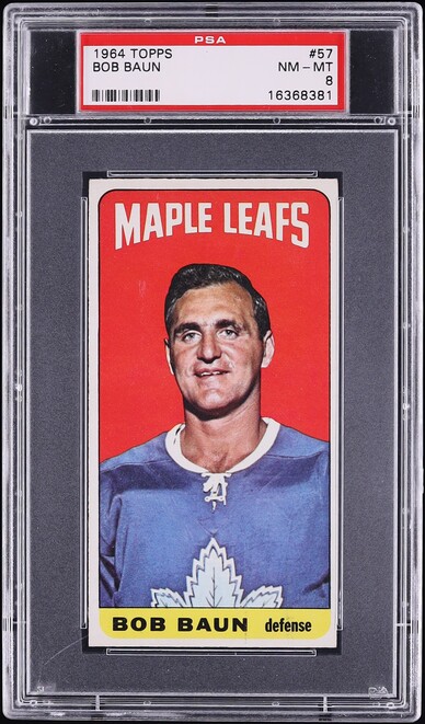 1964 Topps Hockey Bob Baun #57 PSA 8 NM-MT