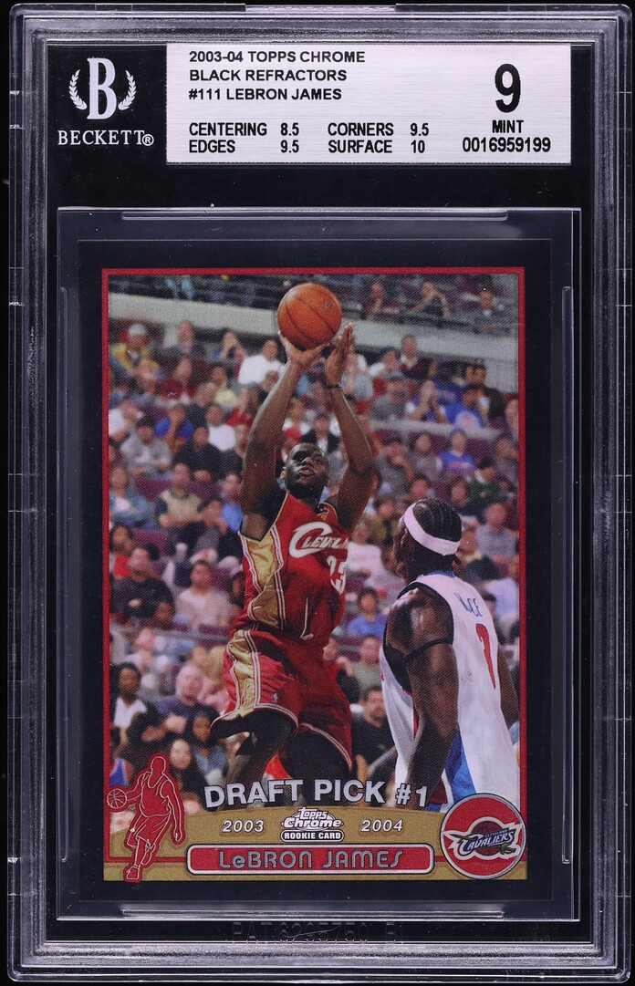 2003 Topps Chrome Black Refractor LeBron James ROOKIE /500 #111 BGS 9 MINT
