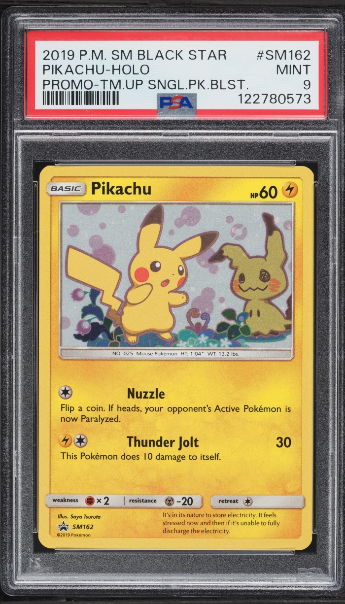 2019 Pokemon Sun & Moon Promo Team Up Single Pack Blister Holo Pikachu #SM162 PSA 9 MINT