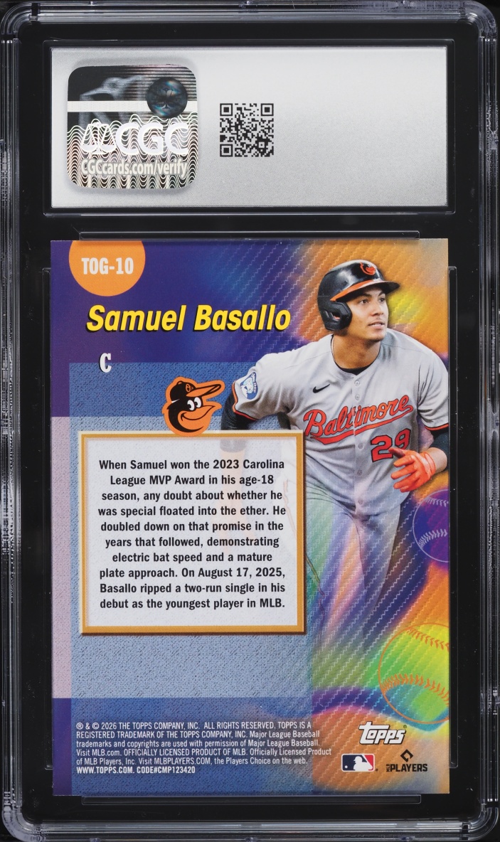 2026 Topps Titans Of The Game Samuel Basallo ROOKIE #TOG-10 CGC 10 GEM MINT