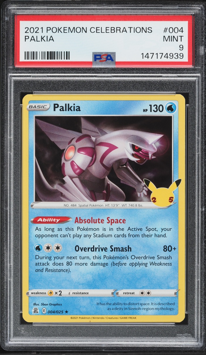 2021 Pokemon Sword & Shield Celebrations Holo Palkia #4 PSA 9 MINT