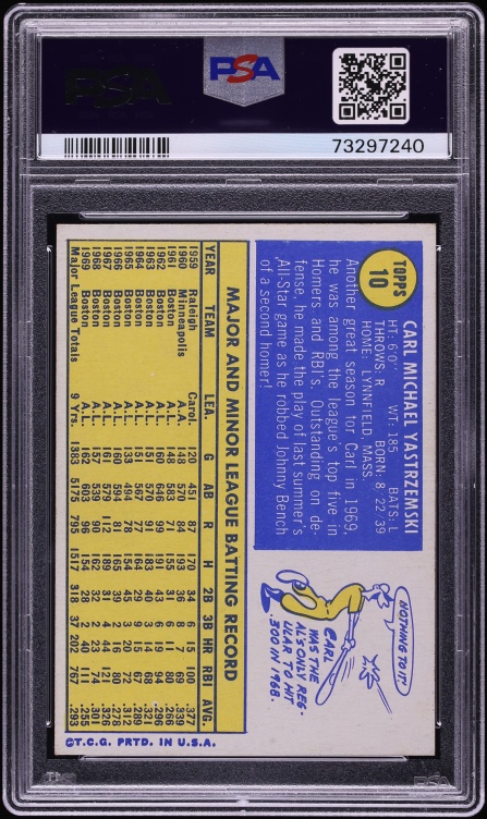 1970 Topps Carl Yastrzemski #10 PSA 6 EXMT
