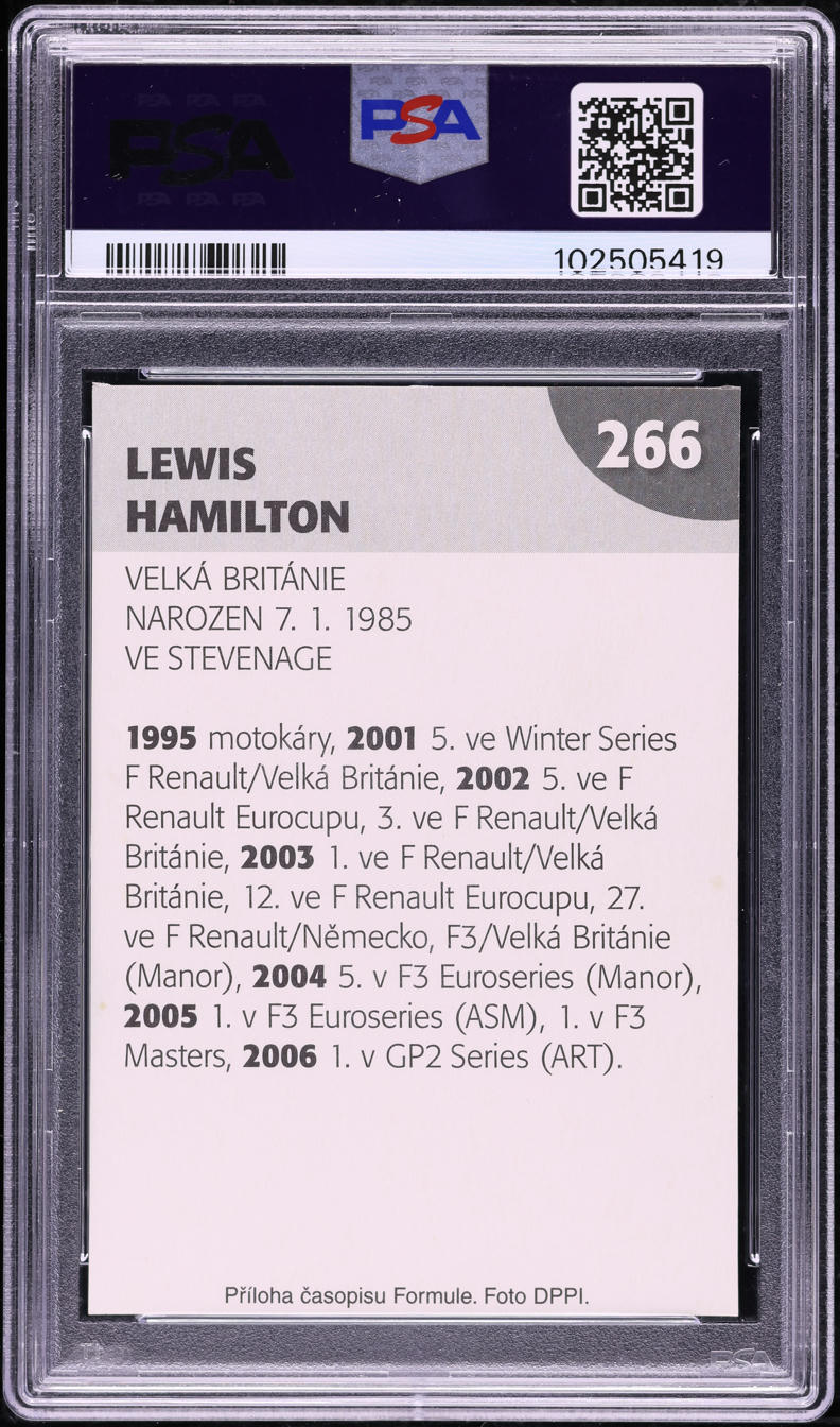 2007 Formule & MotoGP F1 Lewis Hamilton ROOKIE #266 PSA 9 MINT