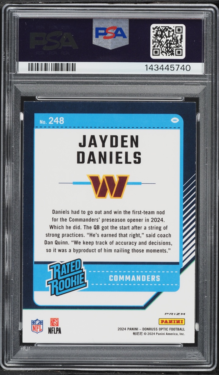 2024 Donruss Optic Holo Prizm Jayden Daniels ROOKIE #248 PSA 8 NM-MT