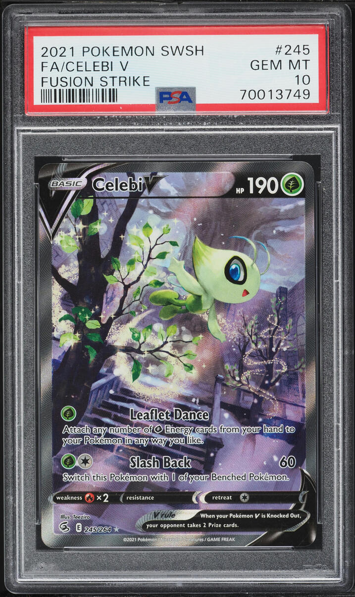 2021 Pokemon Sword & Shield Fusion Strike Alt Art Celebi V #245 PSA 10 GEM MINT
