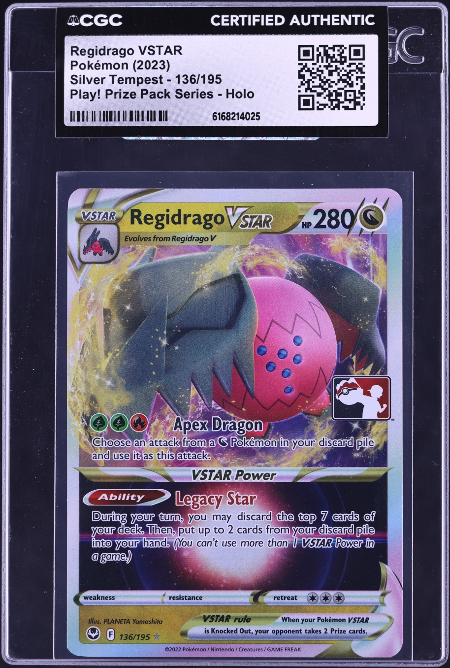 2023 Pokemon SWSH Silver Tempest Play! Prize Pack Series Holo Regidrago VSTAR #136 CGC AUTH