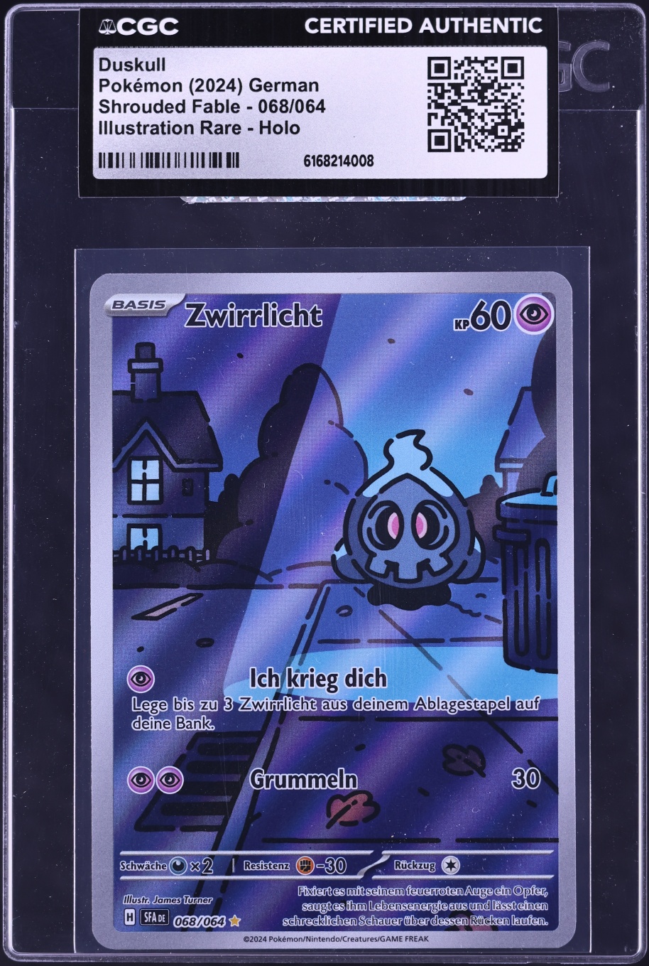 2024 Pokemon German Scarlet & Violet Shrouded Fable IR Duskull #68 CGC AUTH