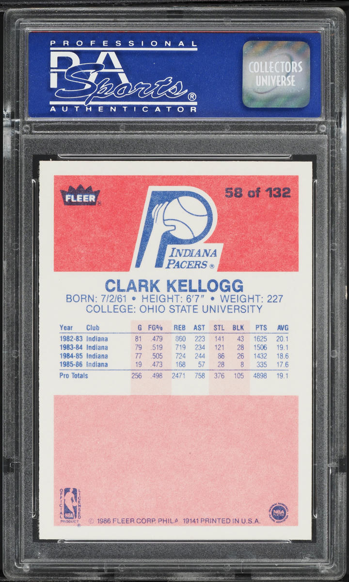 1986 Fleer Basketball Clark Kellogg ROOKIE #58 PSA 10 GEM MINT