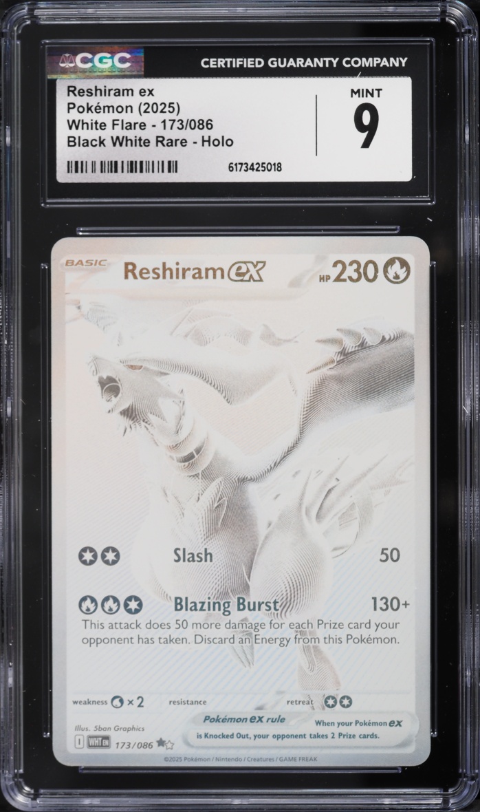 2025 Pokemon Scarlet & Violet White Flare BWR Reshiram ex #173 CGC 9 MINT