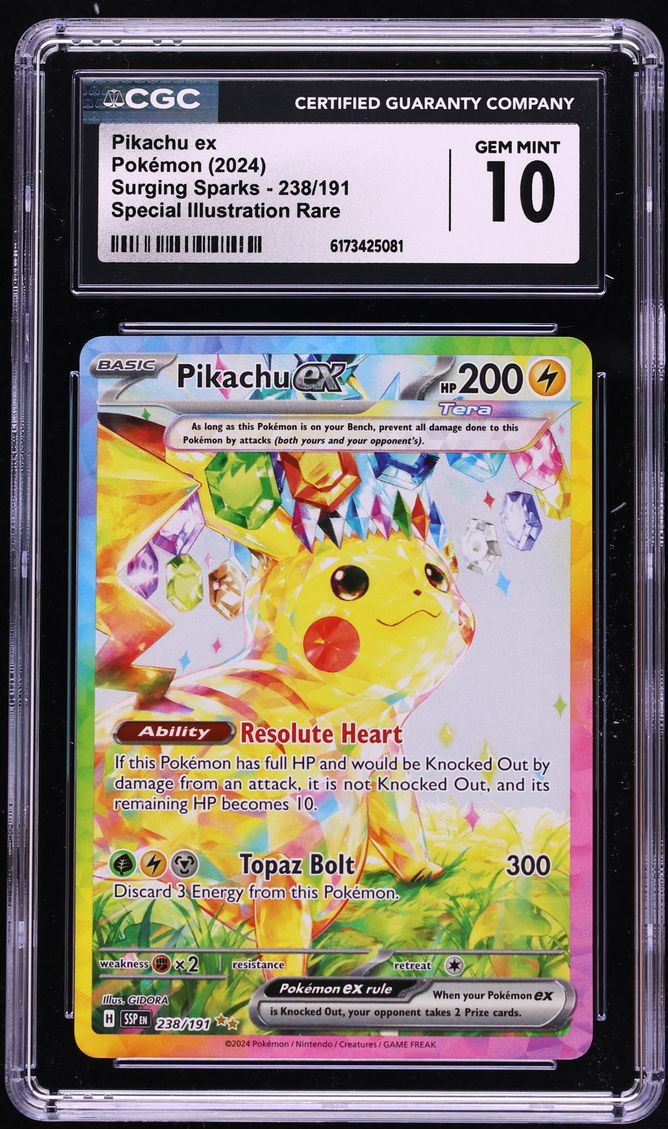 2024 Pokemon Scarlet & Violet Surging Sparks SIR Pikachu ex #238 CGC 10 GEM MINT