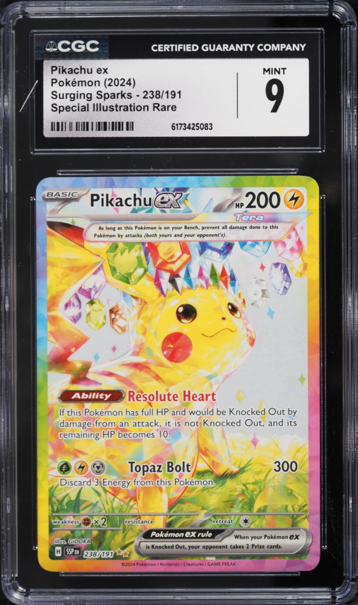 2024 Pokemon Scarlet & Violet Surging Sparks SIR Pikachu ex #238 CGC 9 MINT