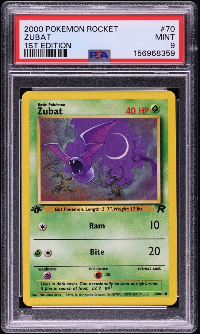 2000 Pokemon Team Rocket 1st Edition Zubat #70 PSA 9 MINT